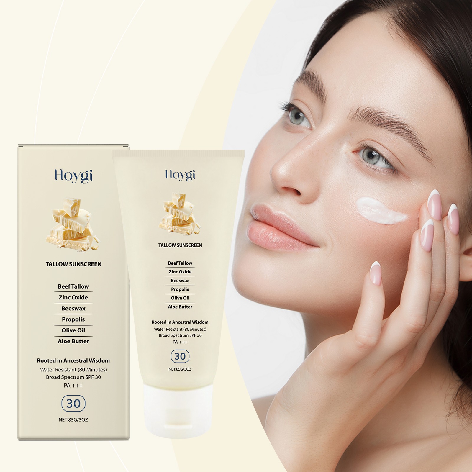 Natural Face Sunscreen SPF 30 with Propolis & Olive, Hydrating Non-greasy