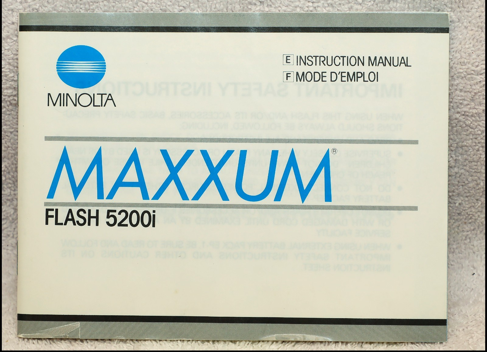 Minolta Maxxum Flash 5200i instruction owners manual book user guide