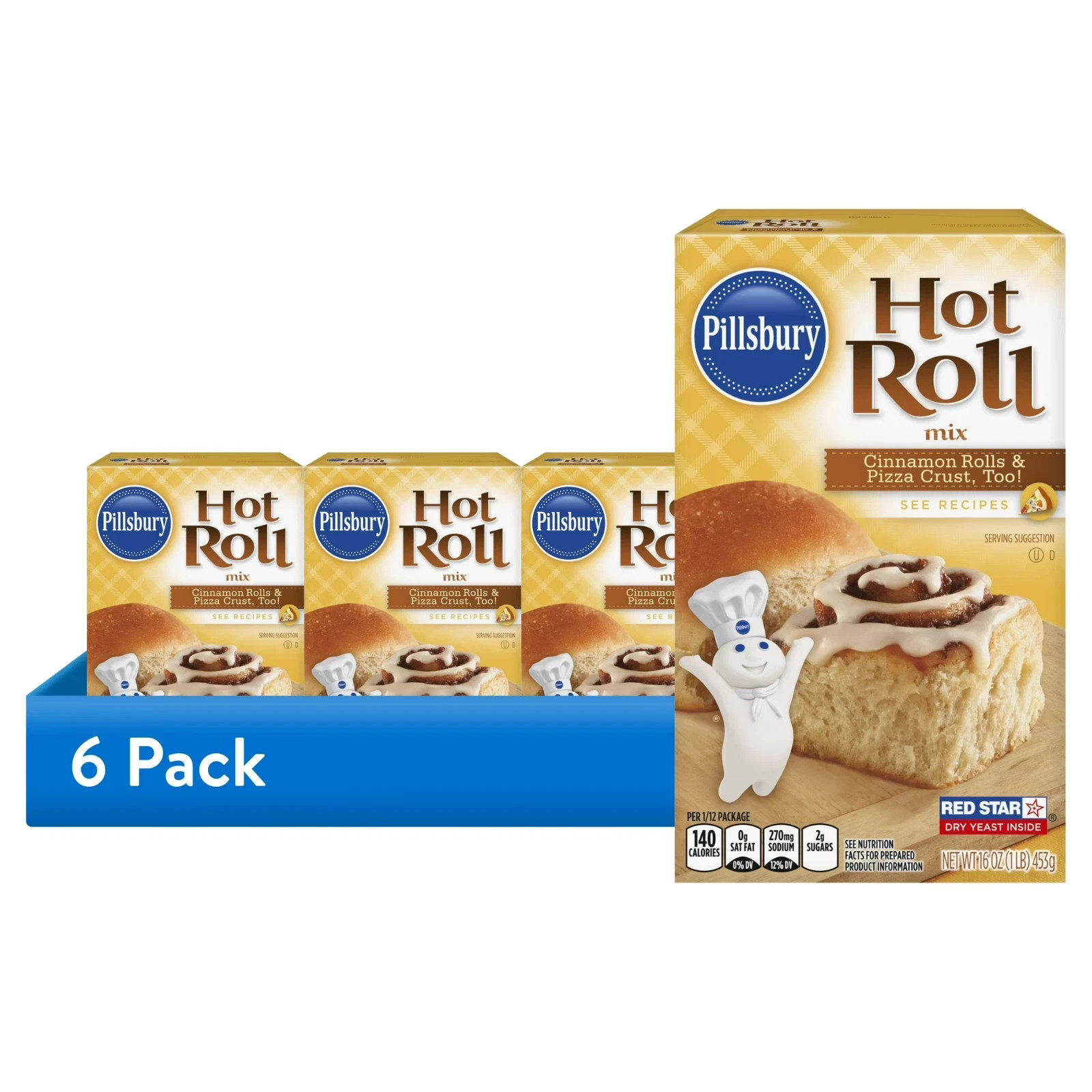 Pillsbury Hot Roll Mix, 16 Oz Box (6 Pack )