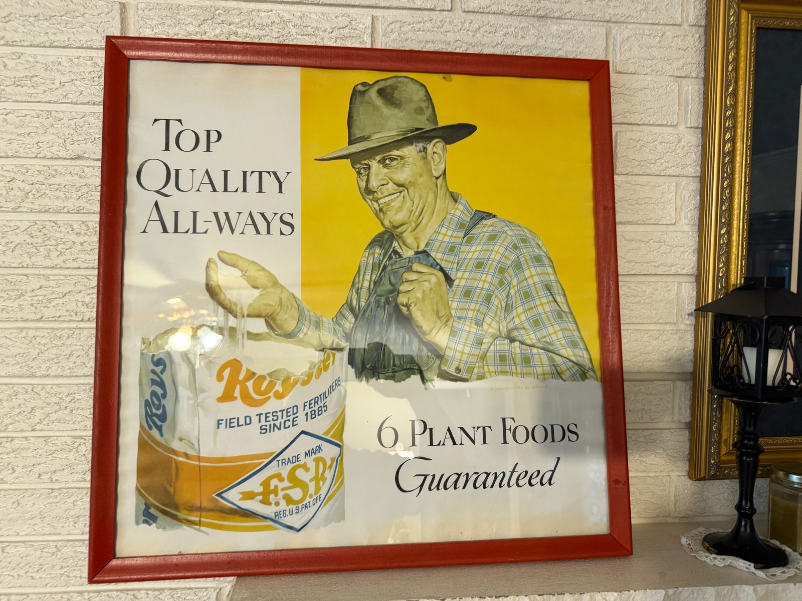 VTG/Orig Royster Fertilizer 24X24 Framed Advertising Sign Artist Harold Anderson