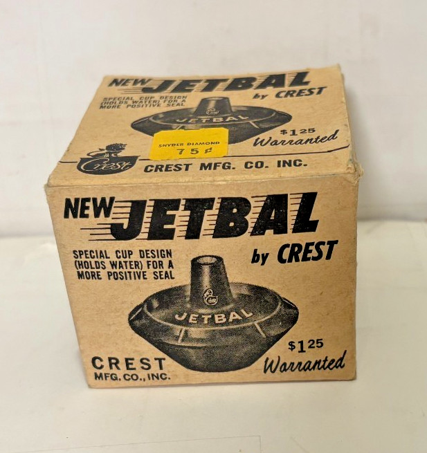 Antique Vintage Jet-Bal Toilet Crest/Good Tank Ball w/Original Box