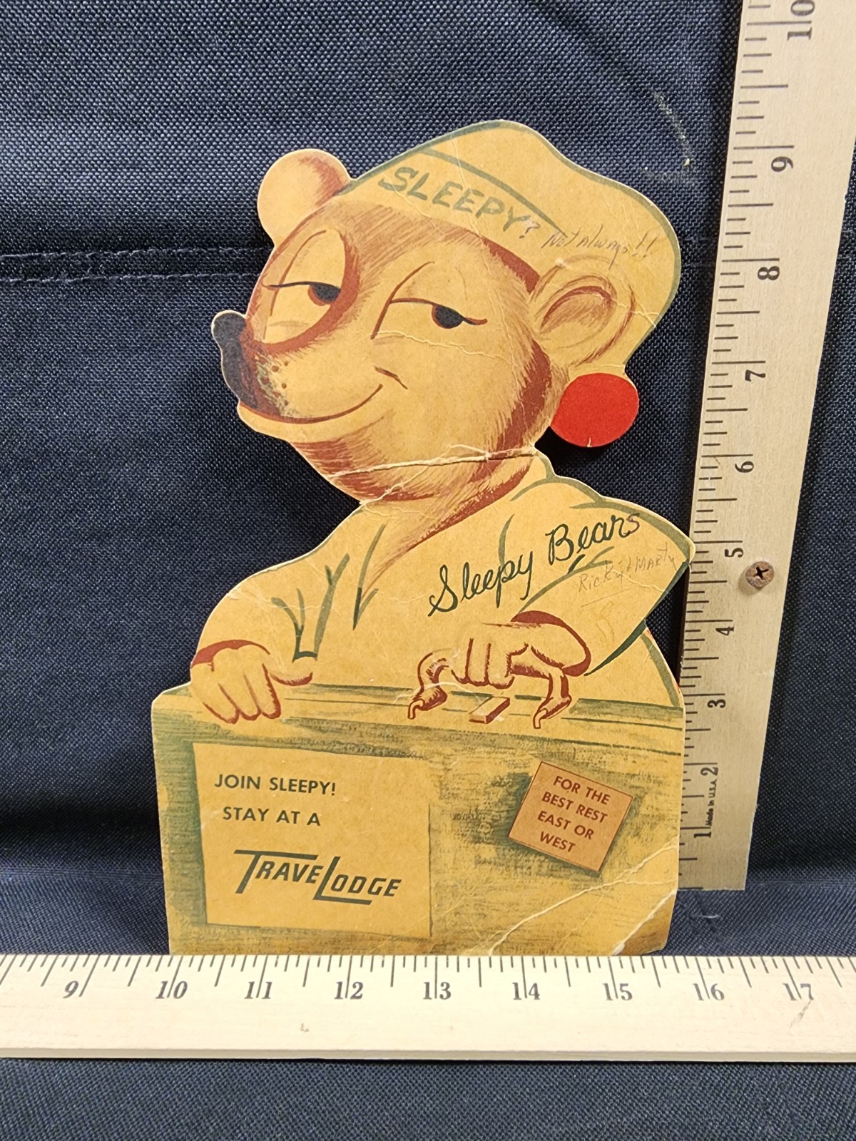 Antique Postcard TraveLodge Sleepy Bear Travel Tourist Collectible Used