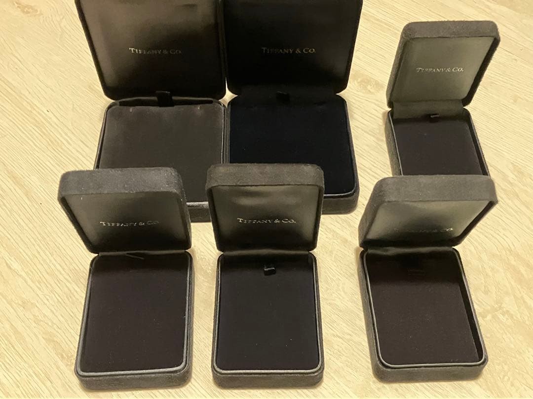 Tiffany Necklace Case Empty Gift Box LOT Black Velvet Vintage Storage mzmr A