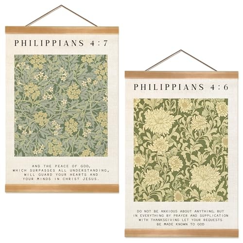 Inspirational Scripture Wall Art Poster,Christian Bible Verse Philippians 4:7