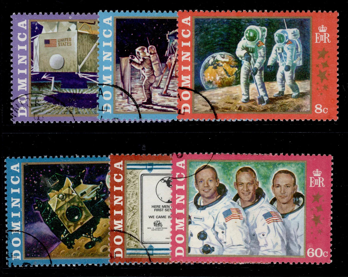 DOMINICA QEII SG296-301, 1970 moon landing set, FINE USED.