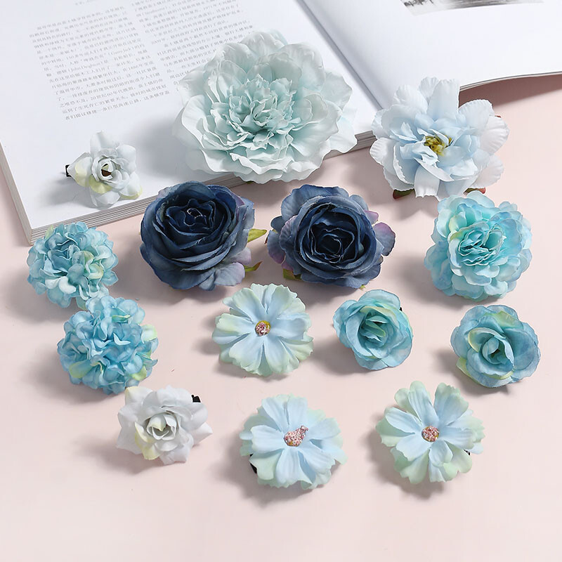 14x Simulation Fake Flowers Hairpin Material DIY Silk Flower Headdress Accessory