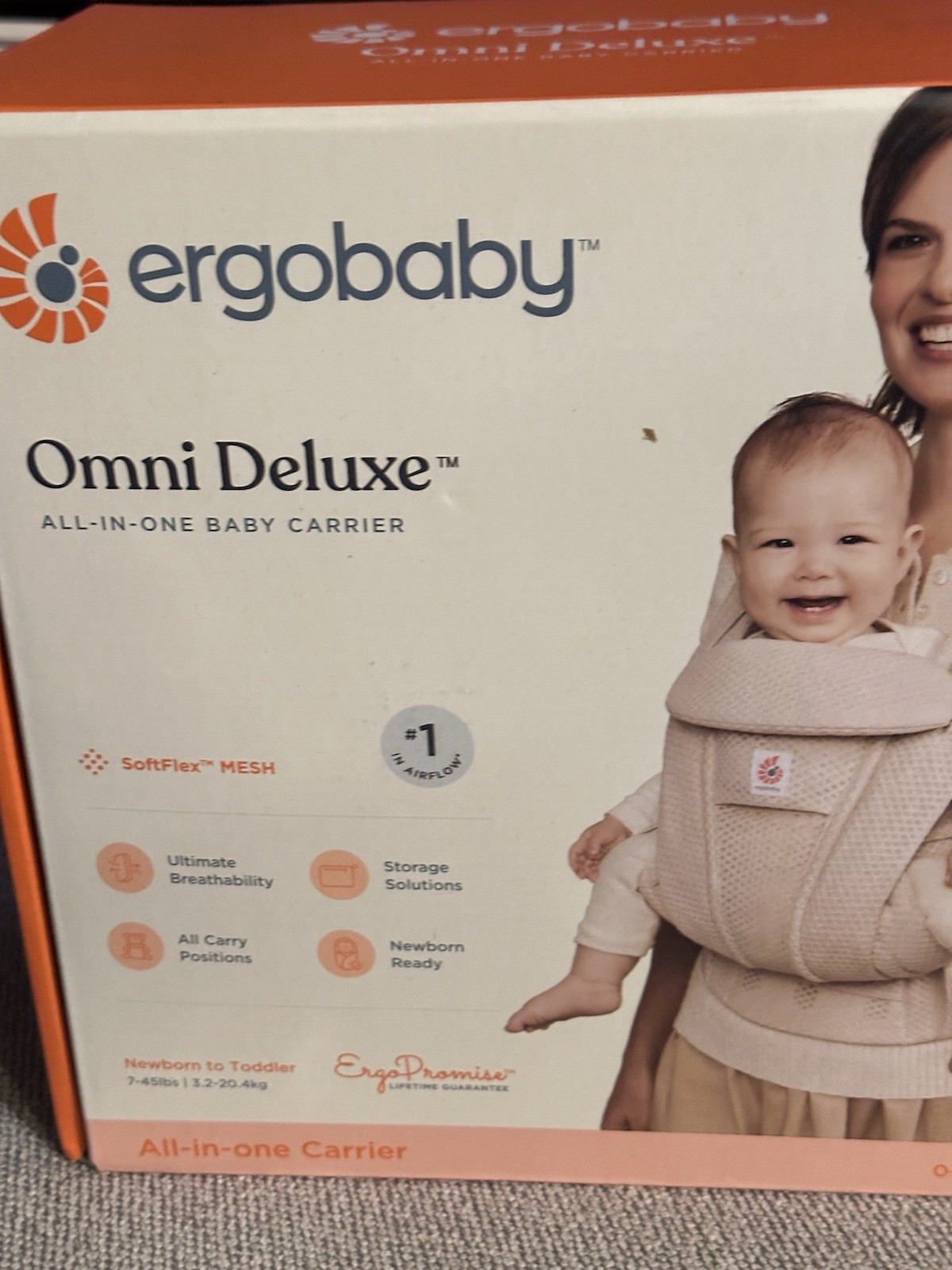Ergobaby Omni Deluxe Mesh All-in-One Baby Carrier- Natural Beige- Brand New