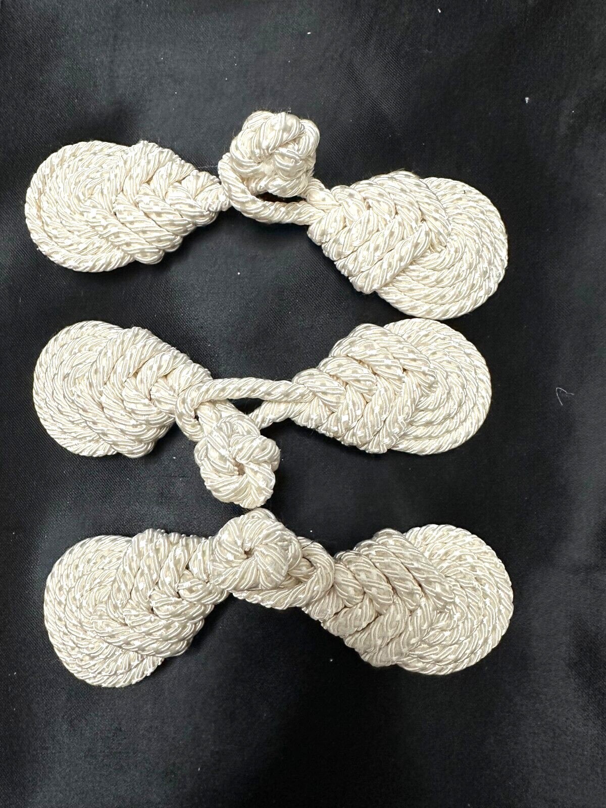 Vintage Pipa Knot  Frog Closures for Coats 3cream Color 3Charcoal 5in x 1 3/4in