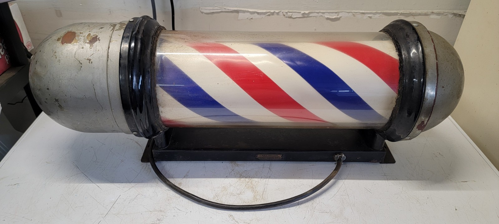 Used Antique Original Theo A. Kochs Barber Shop Pole Koch 1930’s Blue Red White