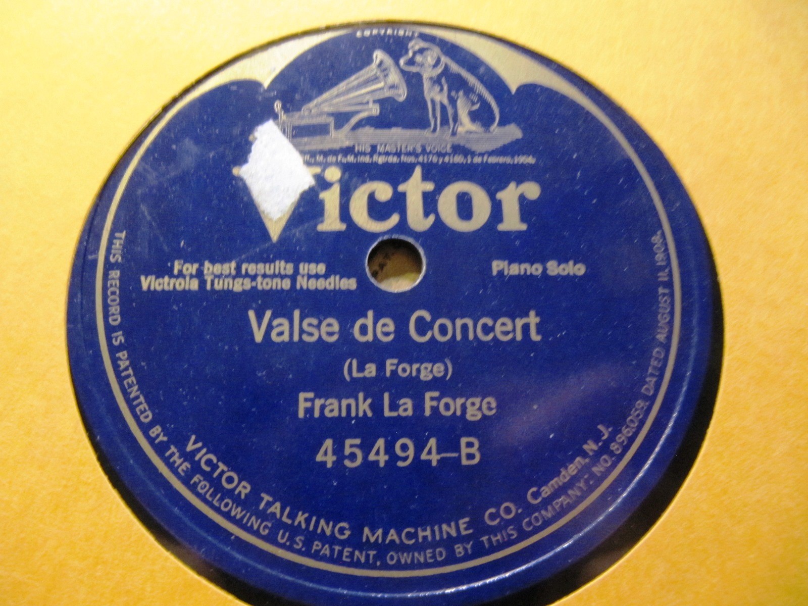 1925 FRANK LA FORGE piano solo composed ROMANCE/ VALSE DE CONCERT Victor 45494