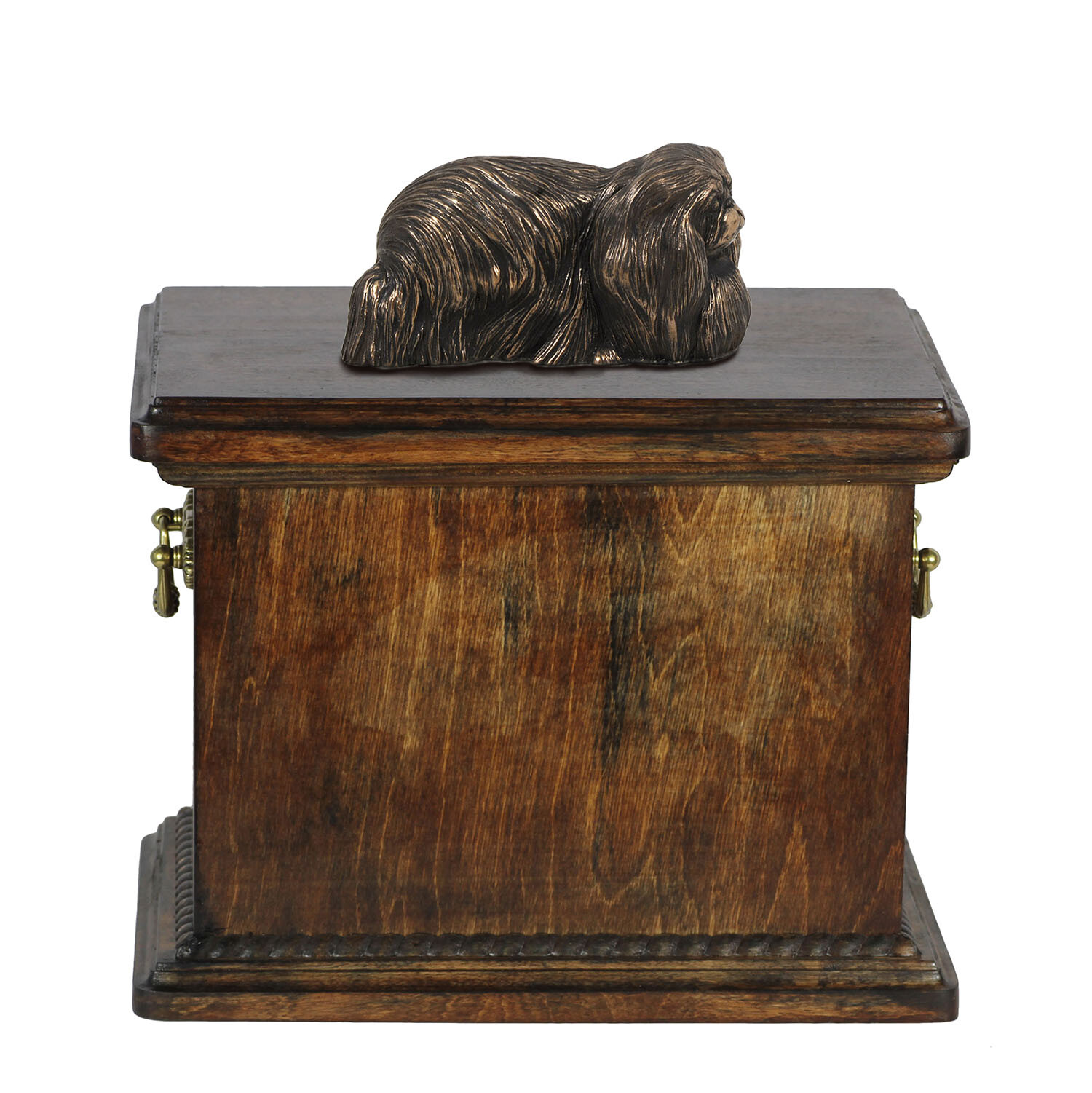 Pekingese Wooden Urn With A Statue Art-Dog