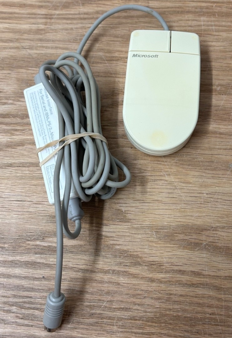 Vintage Microsoft InPort 2-Button Mouse C3K7PN9937 Rare Retro PC UNTESTED
