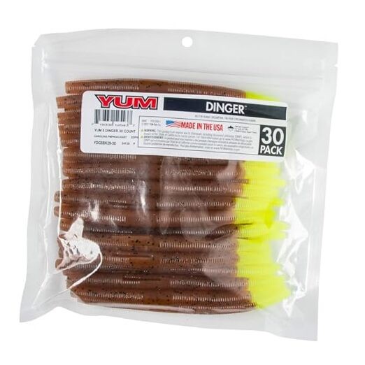 Dinger 5" Bulk 30-Pack 5 Inch Carolina Pumpkin/Chartreuse