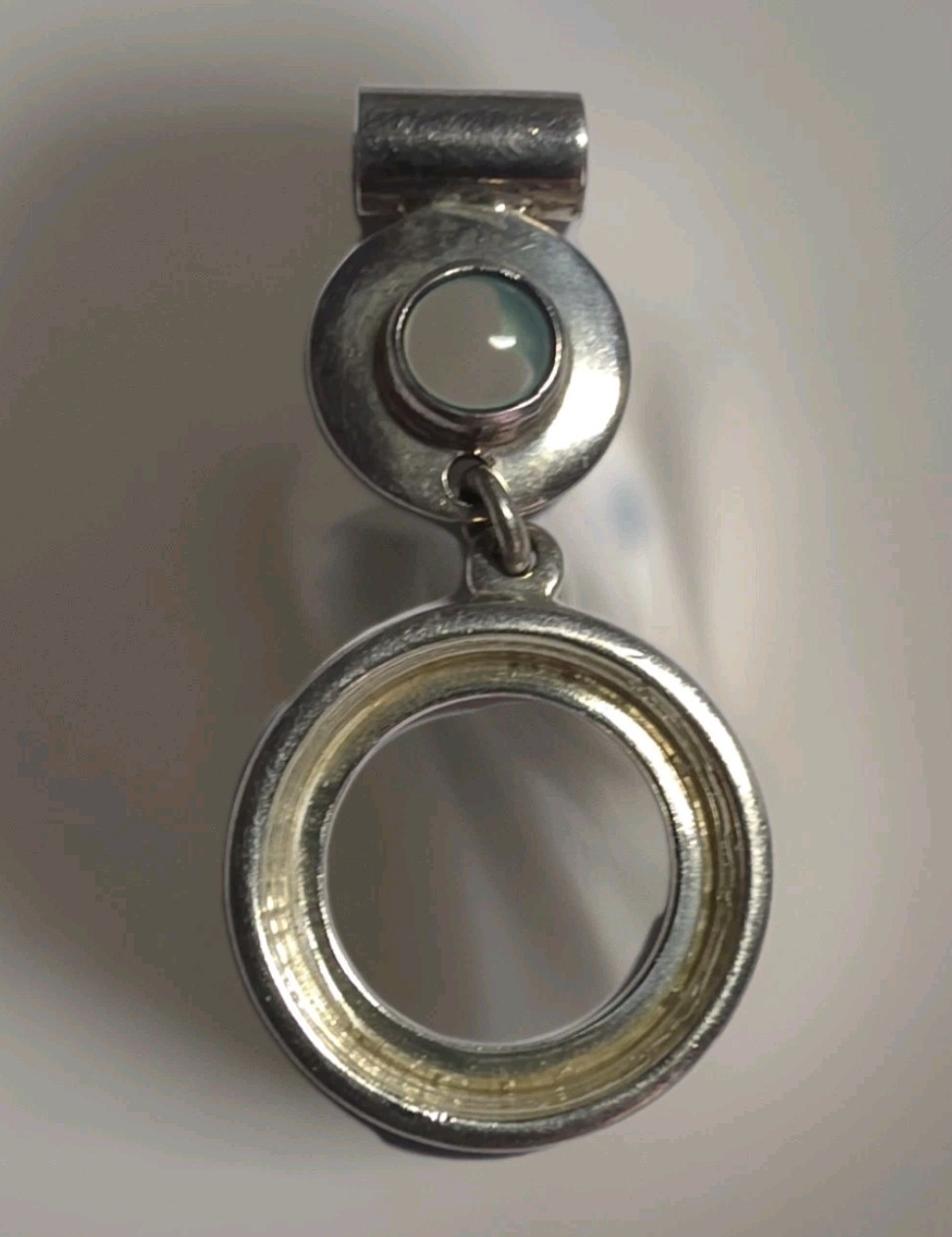 VTG Dominique Dinouart Sterling Silver Pendant With Aqua Chalcedony Stone Rare