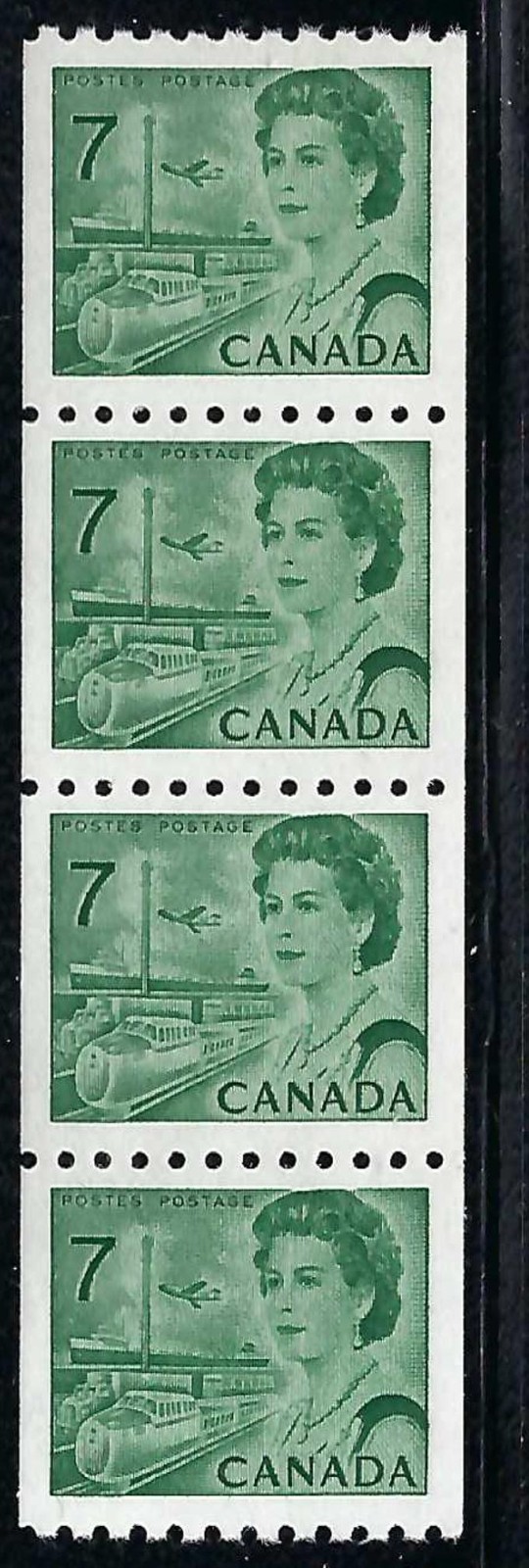 CANADA - SCOTT 549 - VFNH - COIL STRIP OF 4 - CENTENNIAL DEFINITIVES - 1970