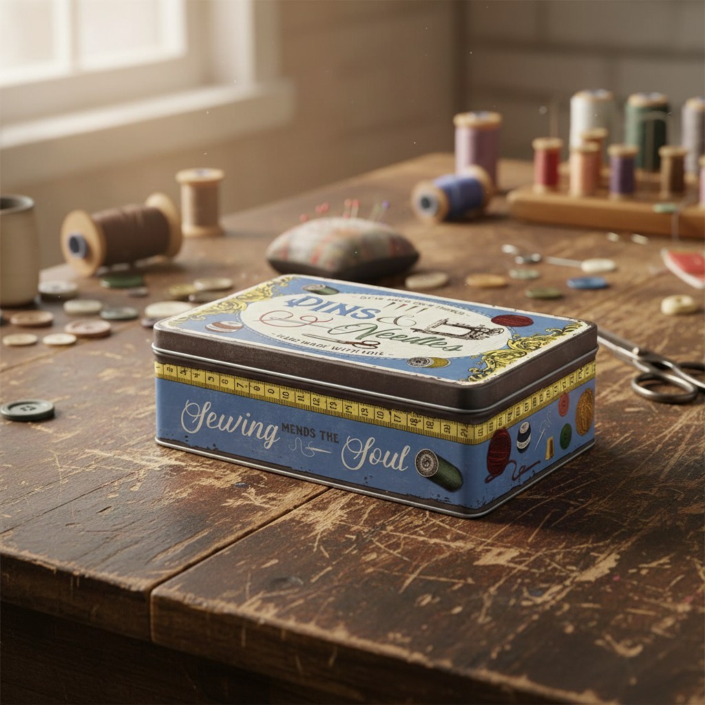 Retro Metal Storage Can - 2.5L Capacity Sewing Box with Unique Vintage Charm