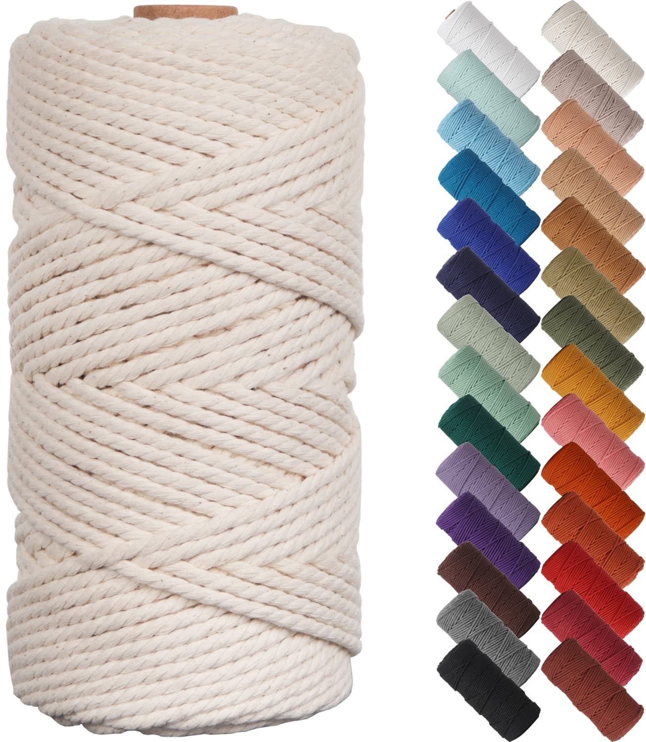 NOANTA Natural Macrame Cord 3mm x 109Yards, 3mmx109Yards, Cotton 