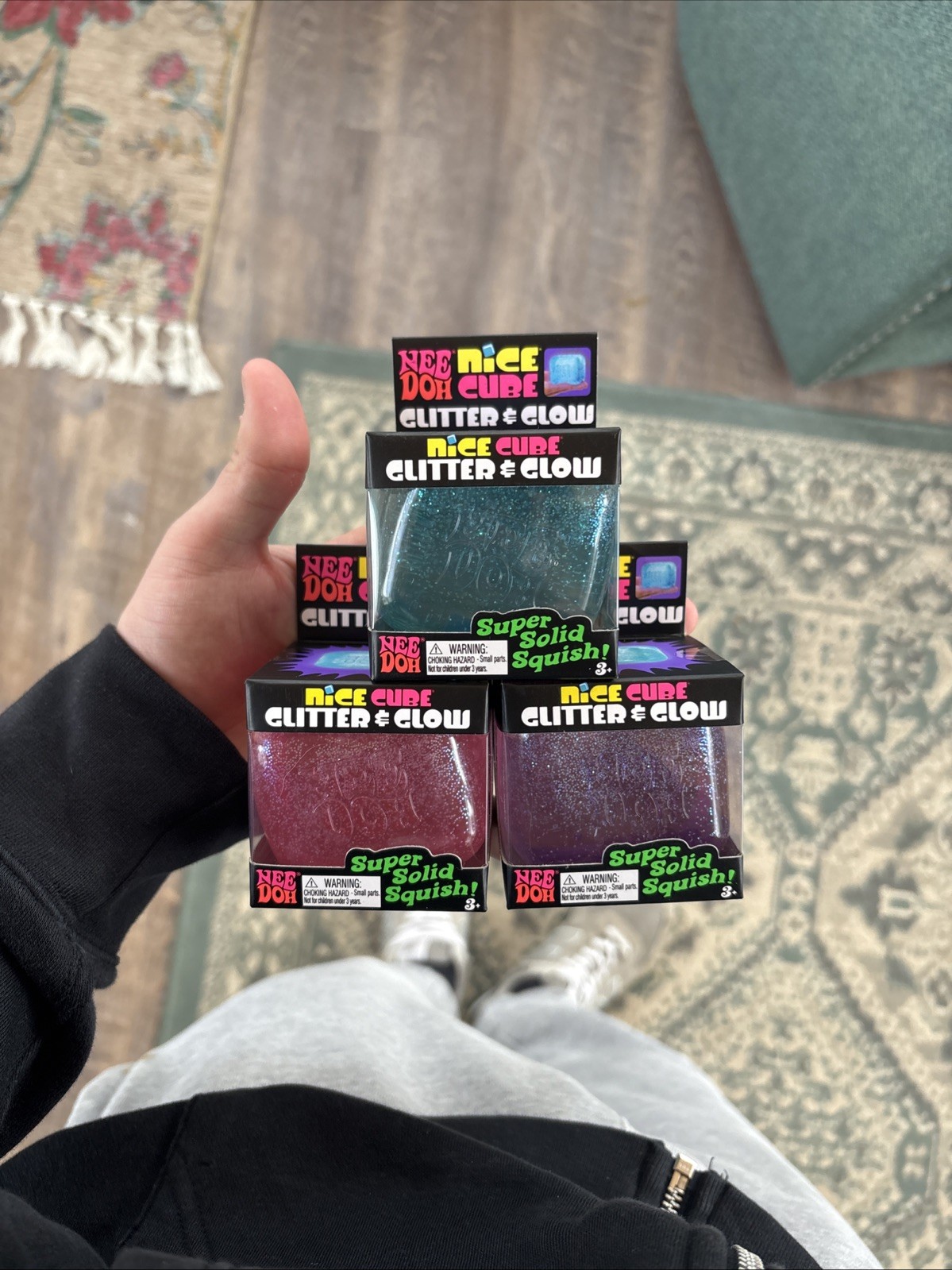 🚨 Viral Nee Doh Glitter & Glow  Nice Cube Blue + Purple + Pink NEW Needoh X 3…