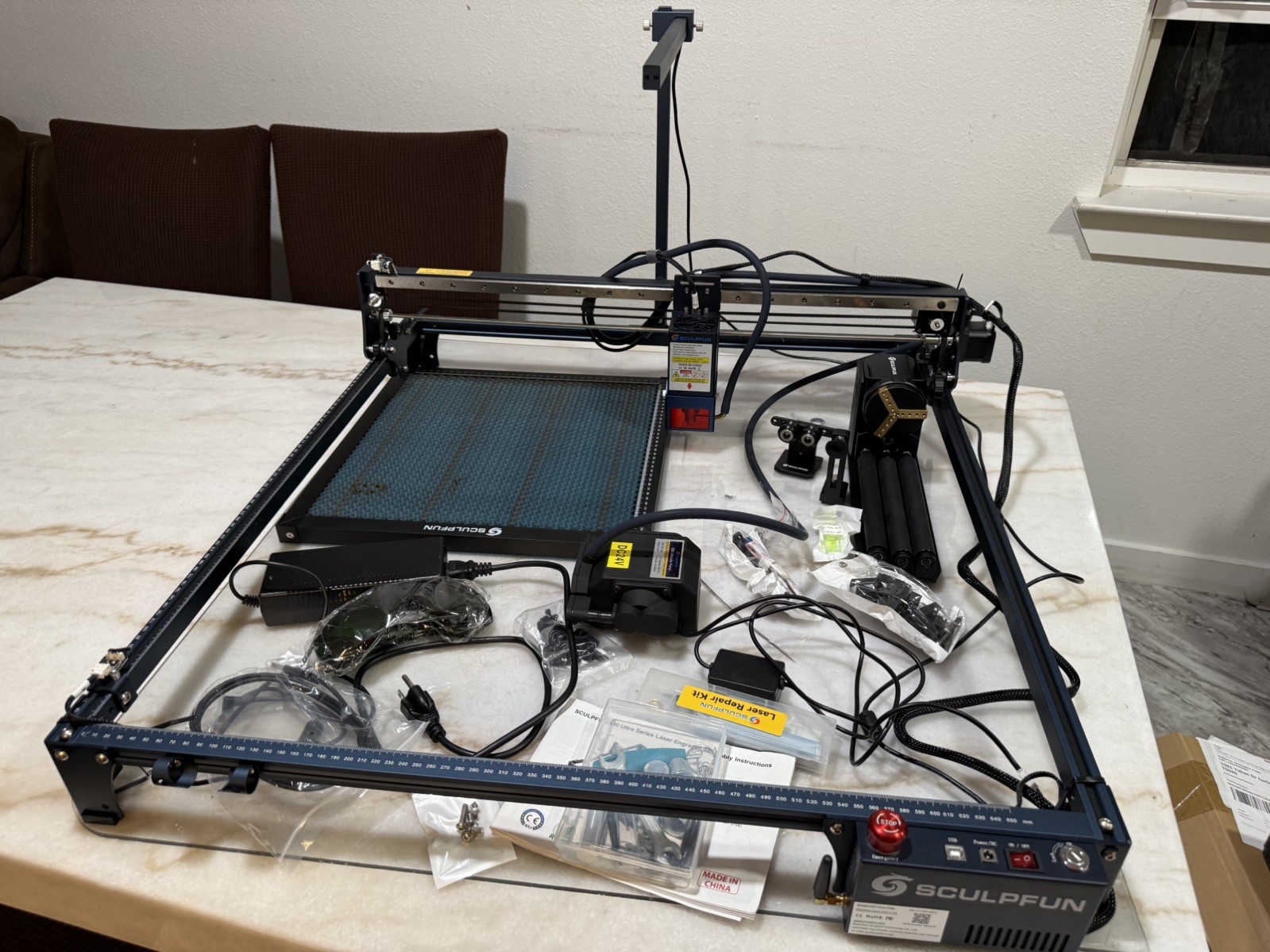 SculpfunS30Ultra 33WDiode Laser Engraver-600x600mm-AirAssist-Rotatorytool-Camera