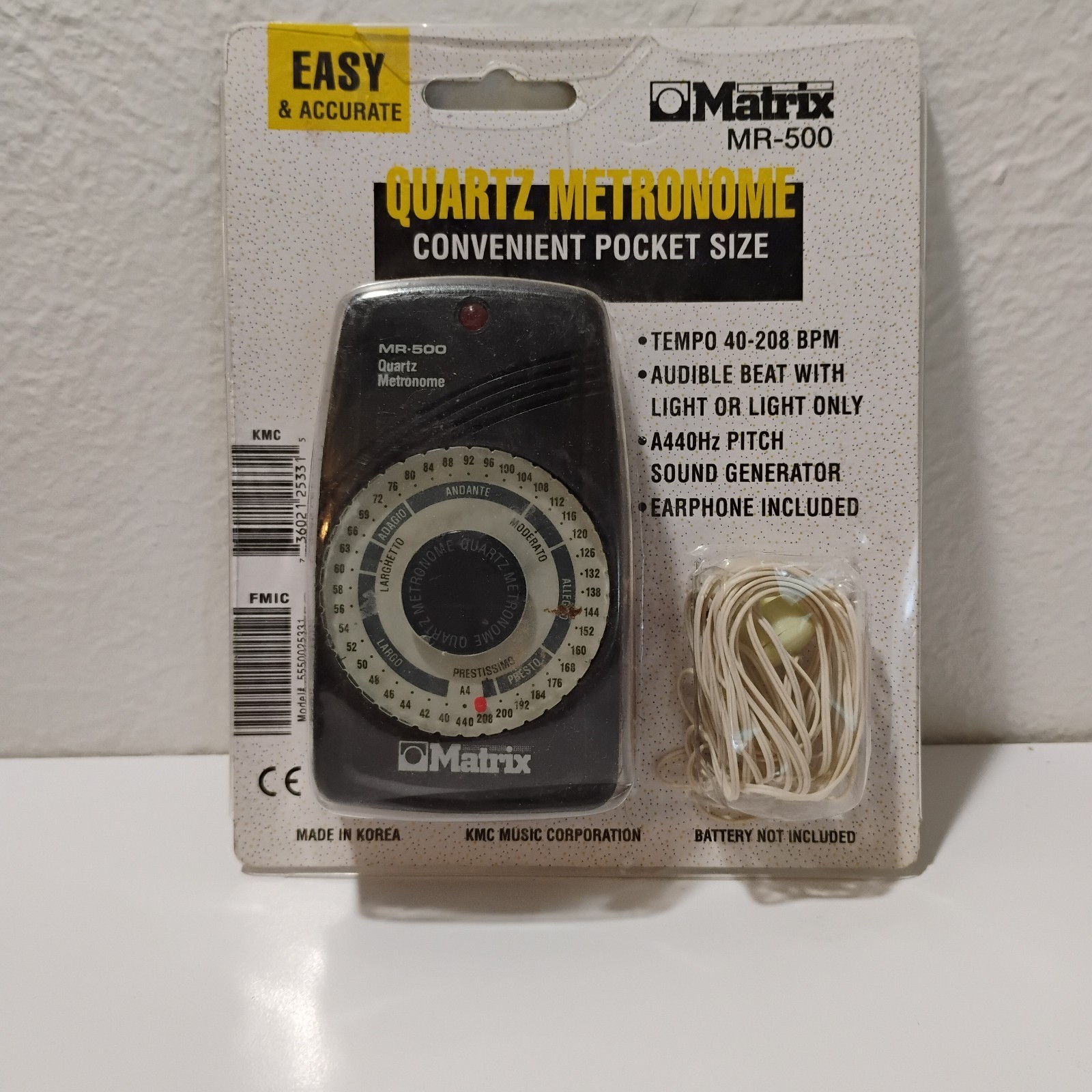 NEW MATRIX MR-500 Quartz Metronome ~ Convenient Pocket Size w/Earphone 