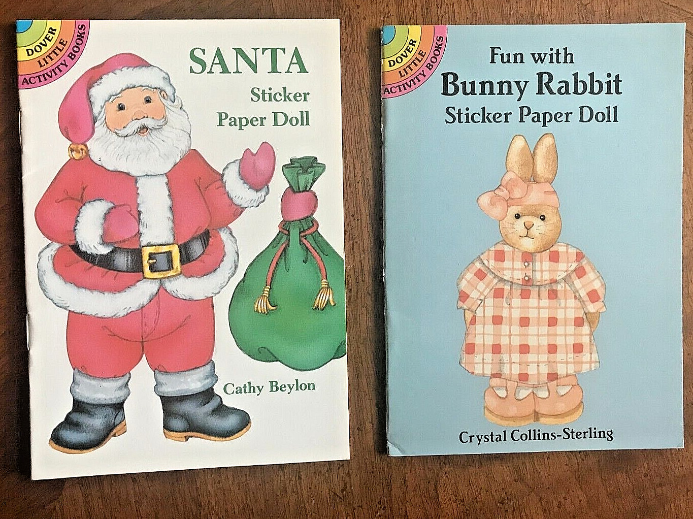 Dover Little Activity Books  Paper Dolls 2 different, SANTA & BUNNY RABBIT, VG