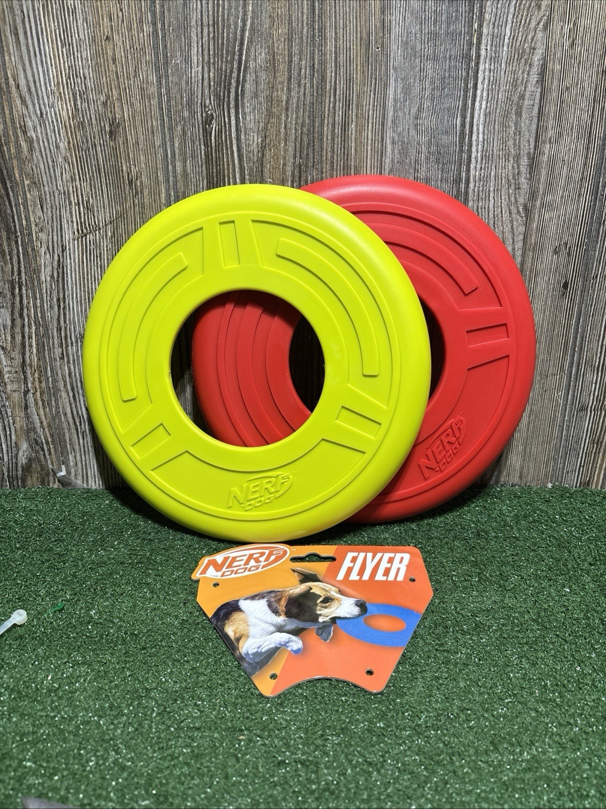 Atomic Flyer Outdoor Dog Toy, 10 Inch Flying Disc Dog Fetch Toy Rubber Lot Of 2