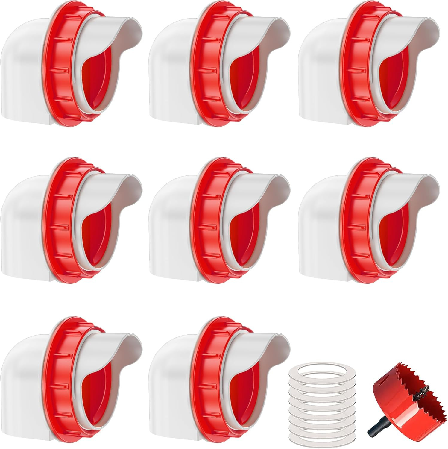 Chicken Feeders No Waste, DIY Automatic Poultry Feeder 8 Ports 1 Hole Saw with C