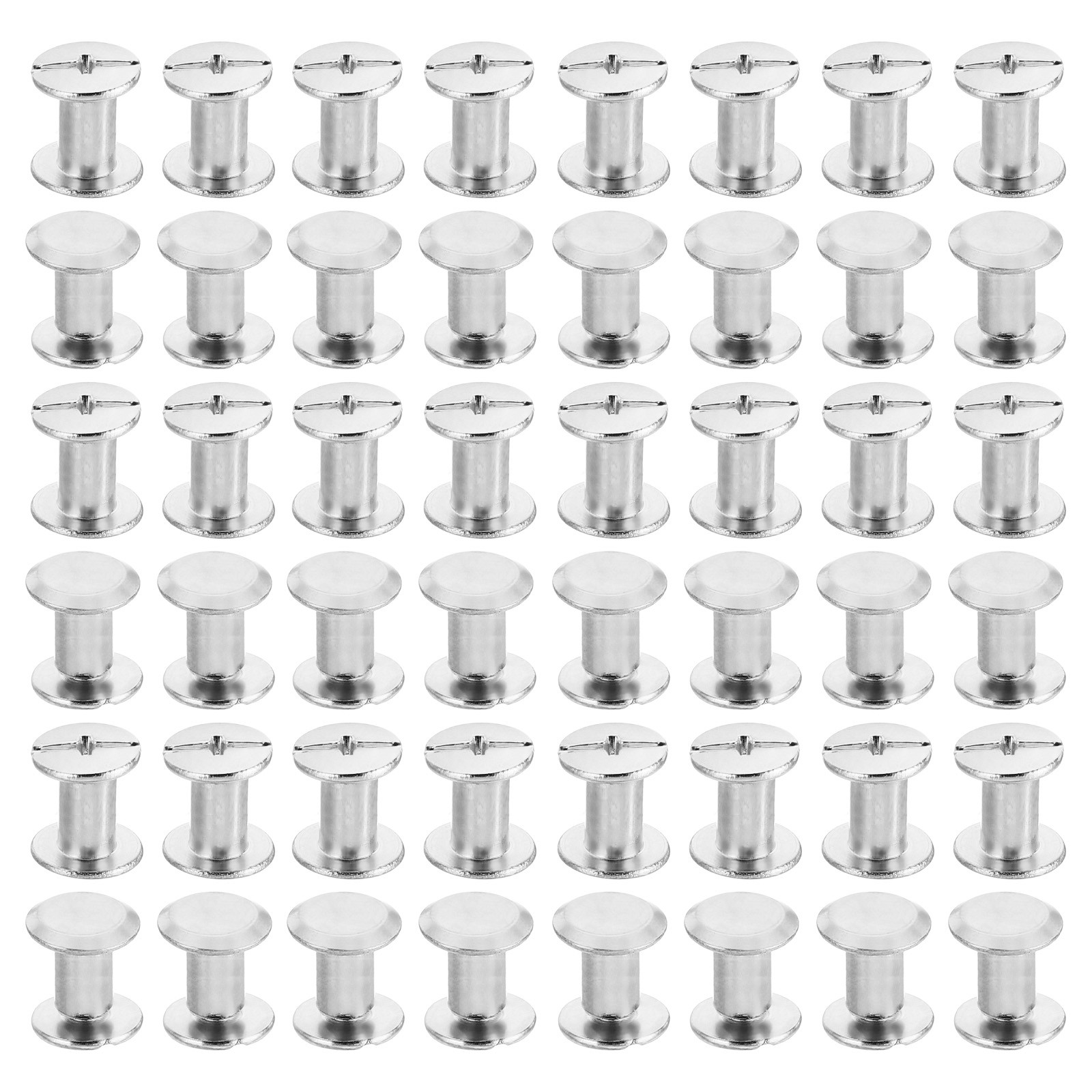 100Sets M5x8mm Chicago Screws Brass Chicago Phillips Binding Post Rivets Silvery