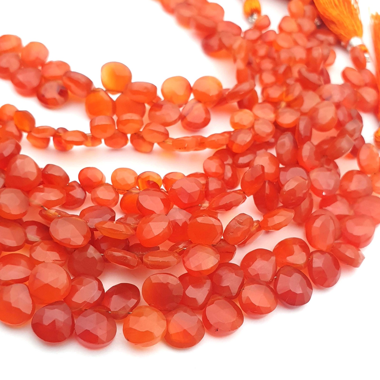 Carnelian Heart Beads Carnelian Faceted Gemstone Briolette 6*8mm 76CT 10Inch