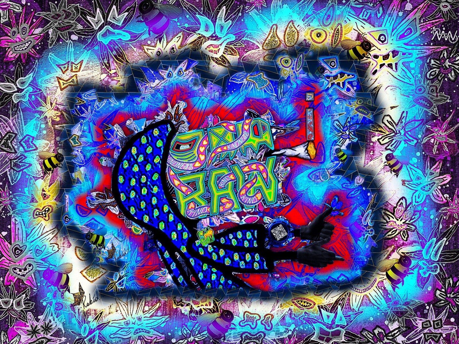 RAW HEADs #161 Rabid 1of1 Digital Street Art Brut by RabidArtWork