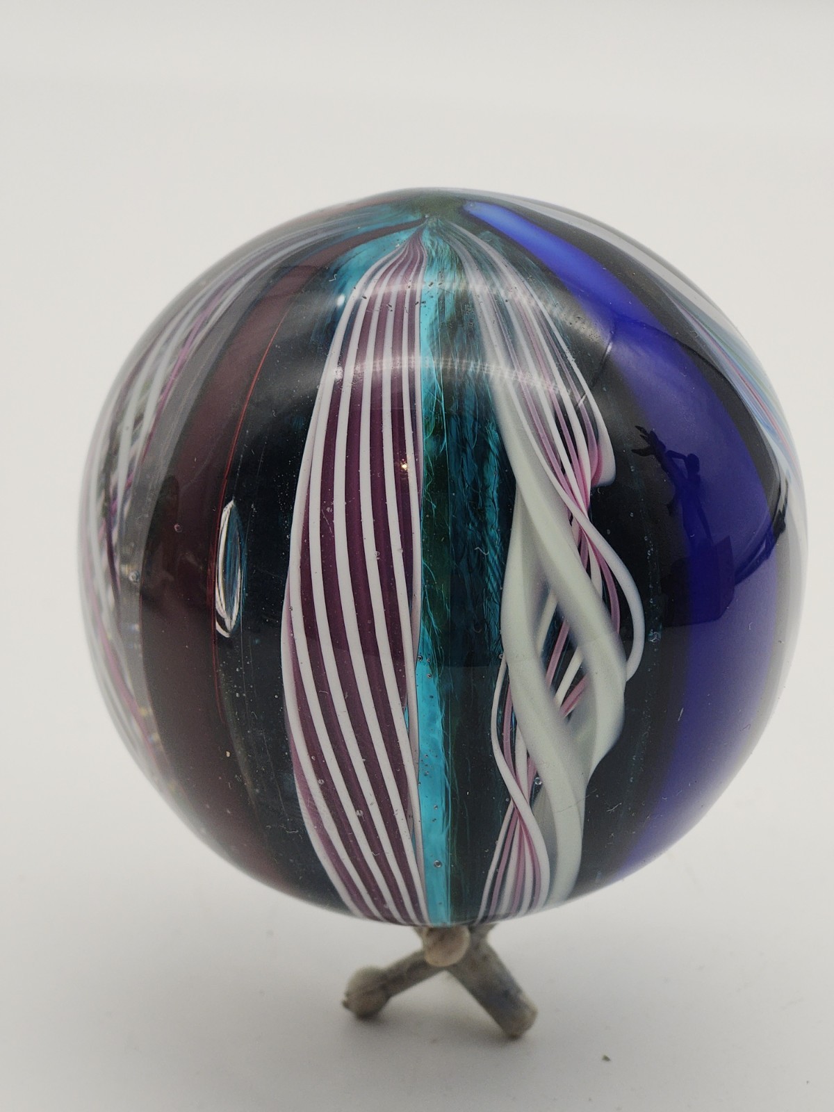 contemporary  Multicolor Large handmade glass marble swirl design 2.40"