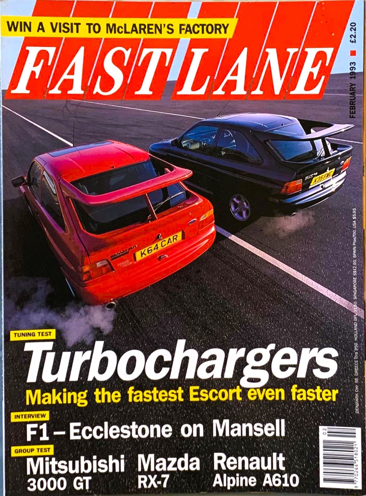 FAST LANE MAGAZINE FEB-1993 - BMW M3 E36, Alpine A610, BBR Escort RS Cosworth