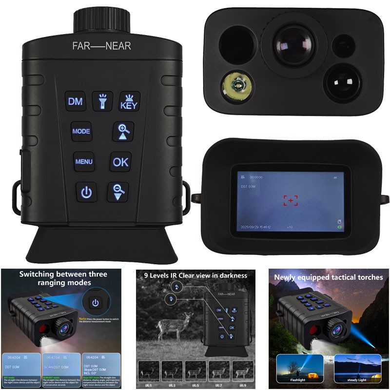 4K HD Hunting Night Vision Monocular Goggles Rangefinder 850NM IR Full Dark Z18