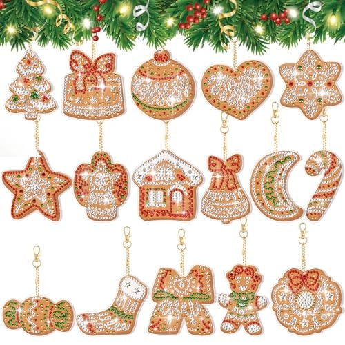 Pcs Cookie Double Sided Diamond Painting Tree Ornaments Hanging 16 Gingerbread