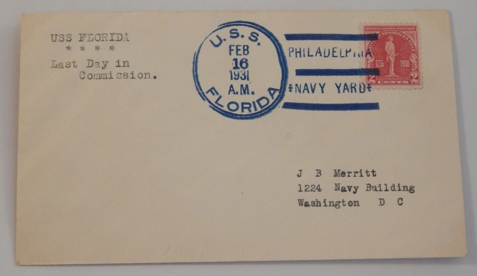 USS Florida (BB 30) last day in commission February 16 1931 Philadelphia PA