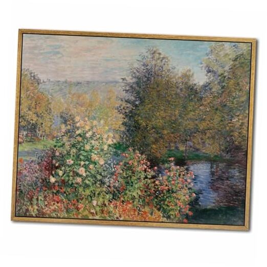 Vintage Country Cottage Landscape Art - 8"L x 10"W Wildflower tree Lake art