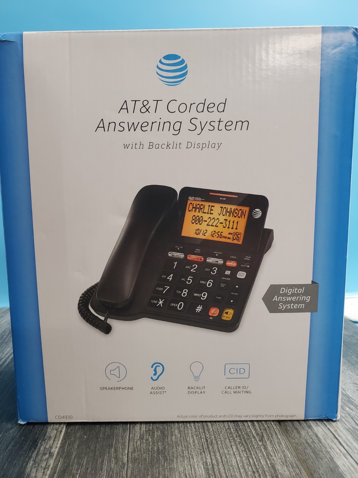AT&T CD4930 Corded Phone Black Caller ID Digital Answering System Large Keys