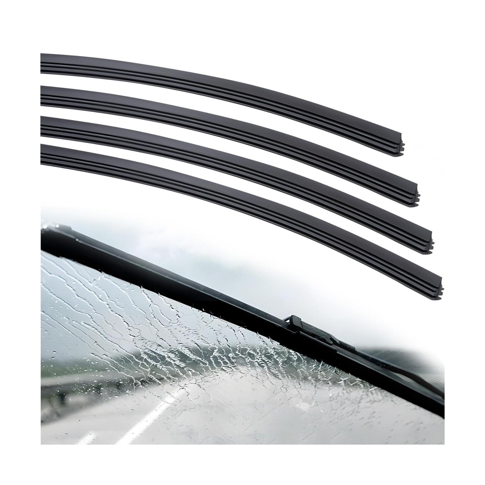 4Pcs Wiper Blade Refill, 28 inch DIY Adjustable Universal Replacement Wiper B...