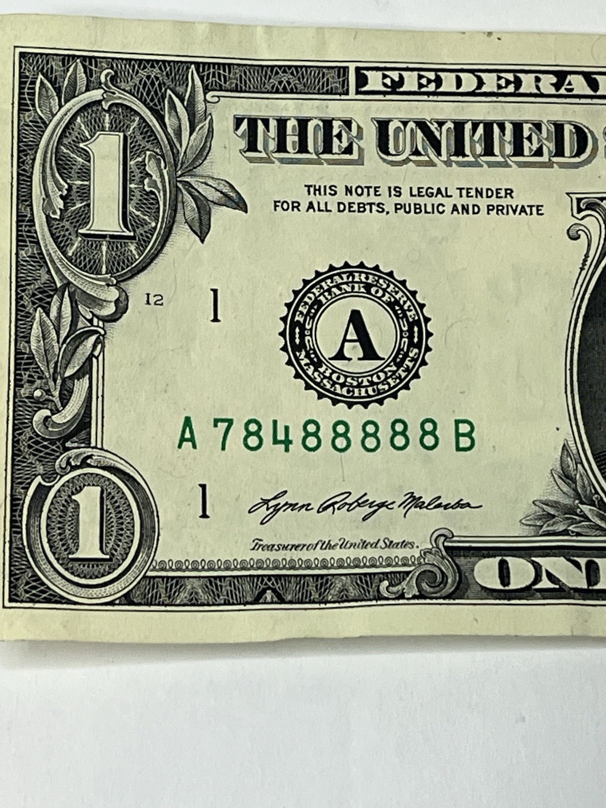 Fancy Serial Number ! Five Number 8s In A Row On A 2021 Series $1 Bill