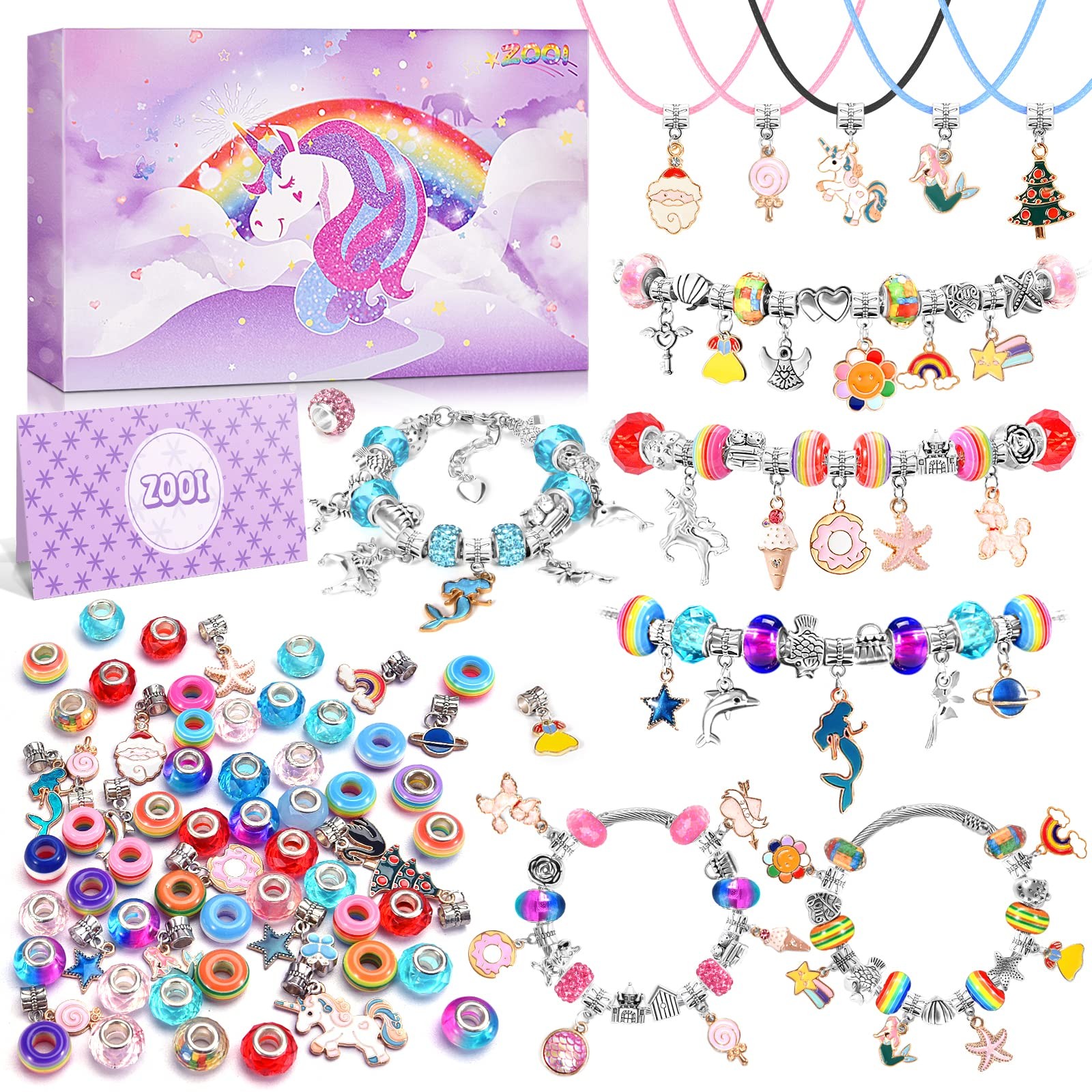ZOOI Bracelet Making Kit for Girls, Friendship Charm Small, Purple 