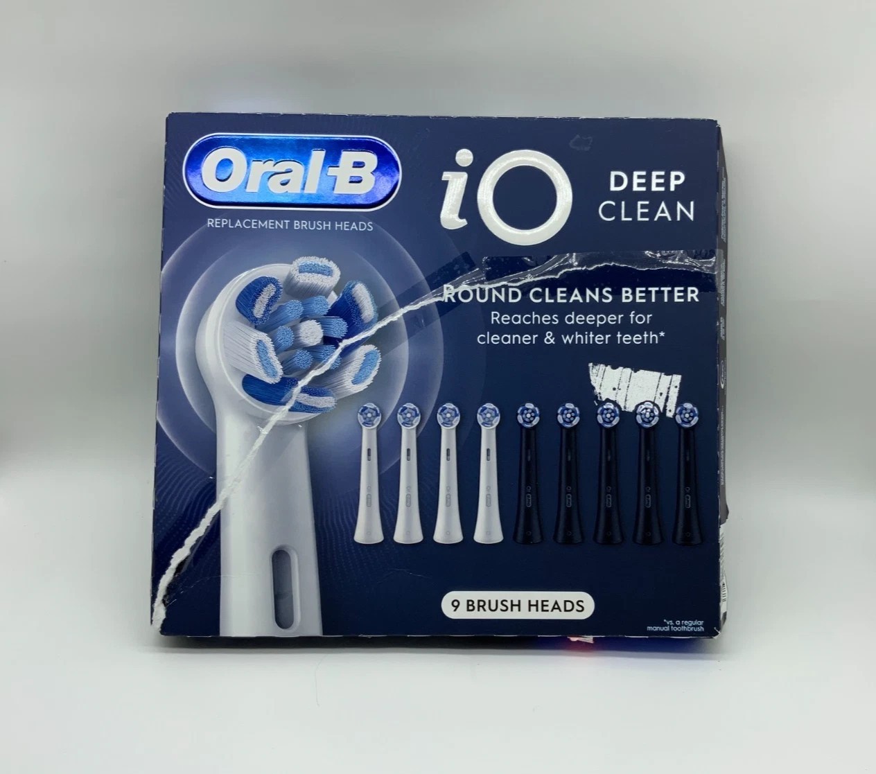 Oral-B iO Series 9 Deep Clean Replacement Brush Heads – 9 Pack, 5 Black, 4 White