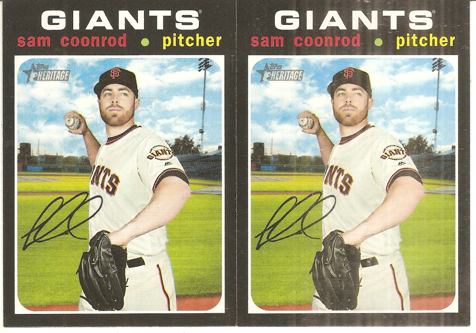 2 CARD 2020 TOPPS HERITAGE SAM COONROD BASEBALL CARD LOT