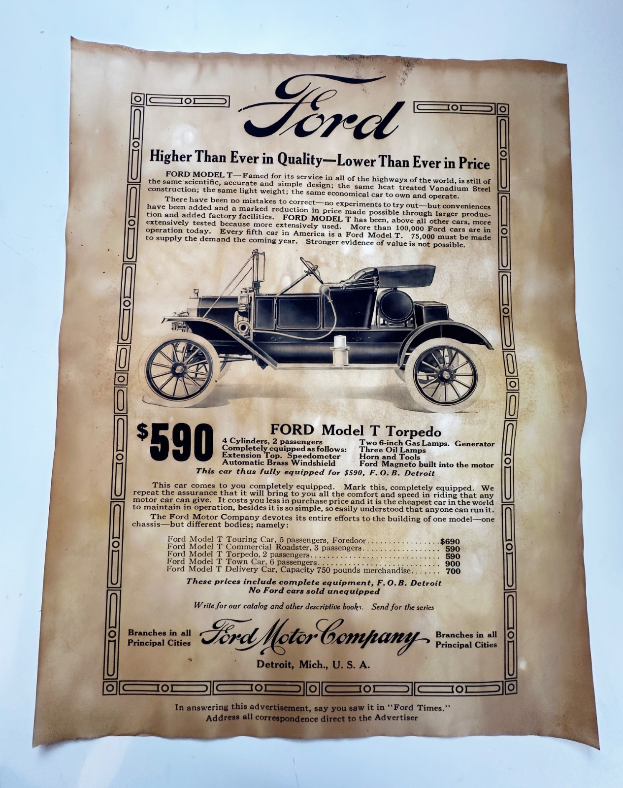 Ford motors poster 18x24"