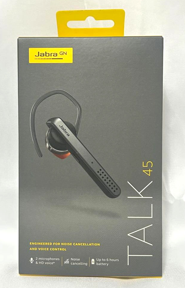 Jabra Talk 45 Silver Bluetooth Headset Mono Wireless Earpiece Noise Cancelling