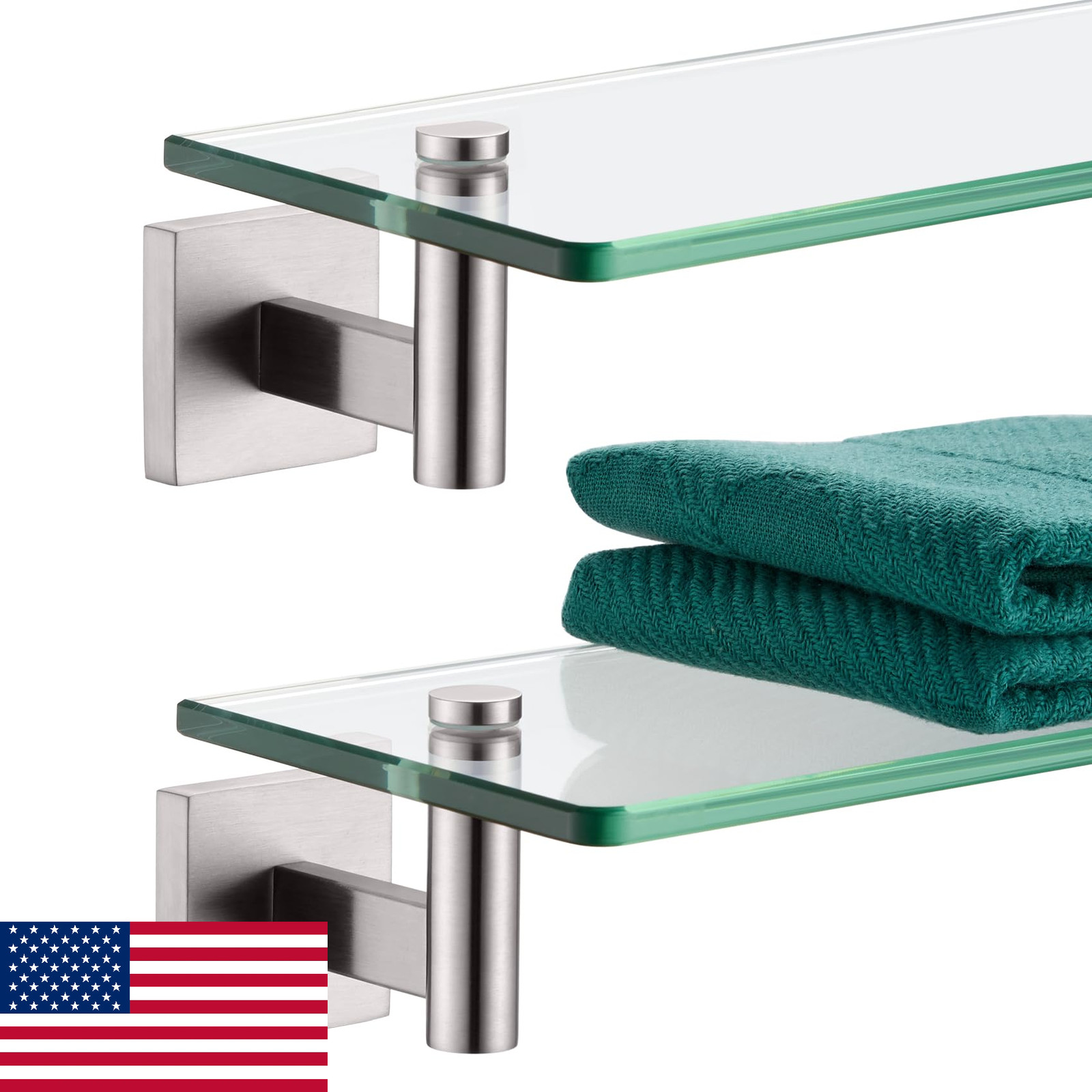 KOKOSIRI 12" Floating Wall Mount Shelf - Stainless Steel for Bathroom Bedroom Li