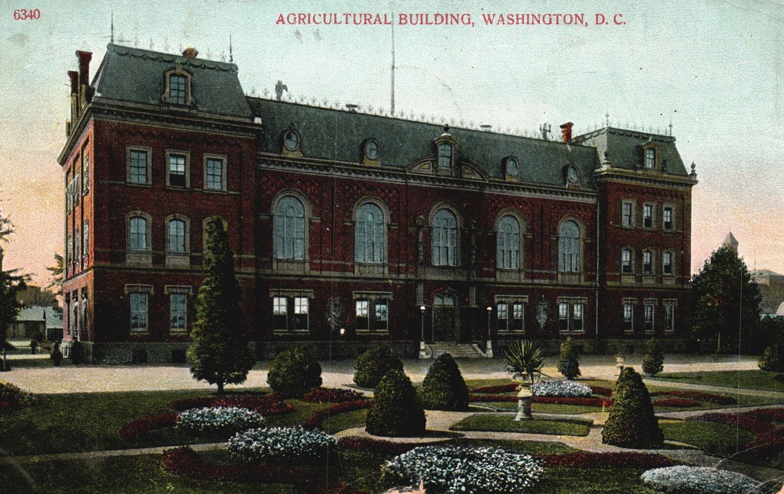 Vintage Postcard 1909 Agricultural Building Landscape Grounds Washington D.C.