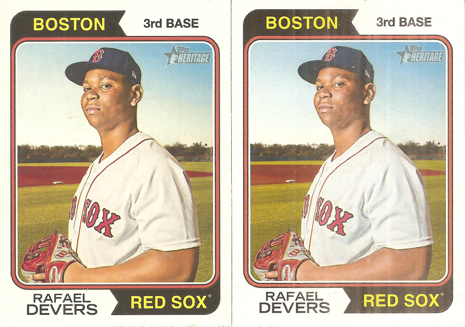 2 CARD 2023 TOPPS HERITAGE RAFAEL DEVERS BASEBALL CARD LOT