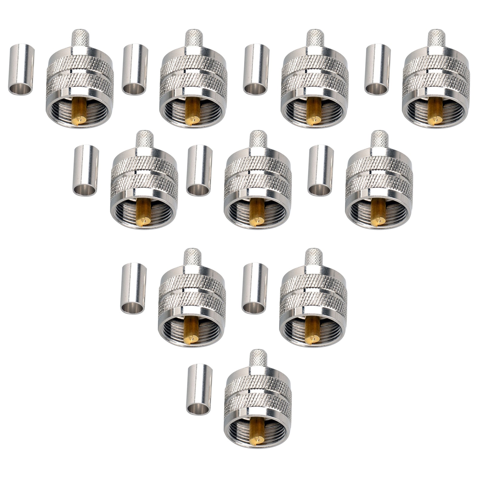 10Pcs UHF PL-259 Male Crimp Connectors For RG58 RG142 LMR195 Type Coax Cable