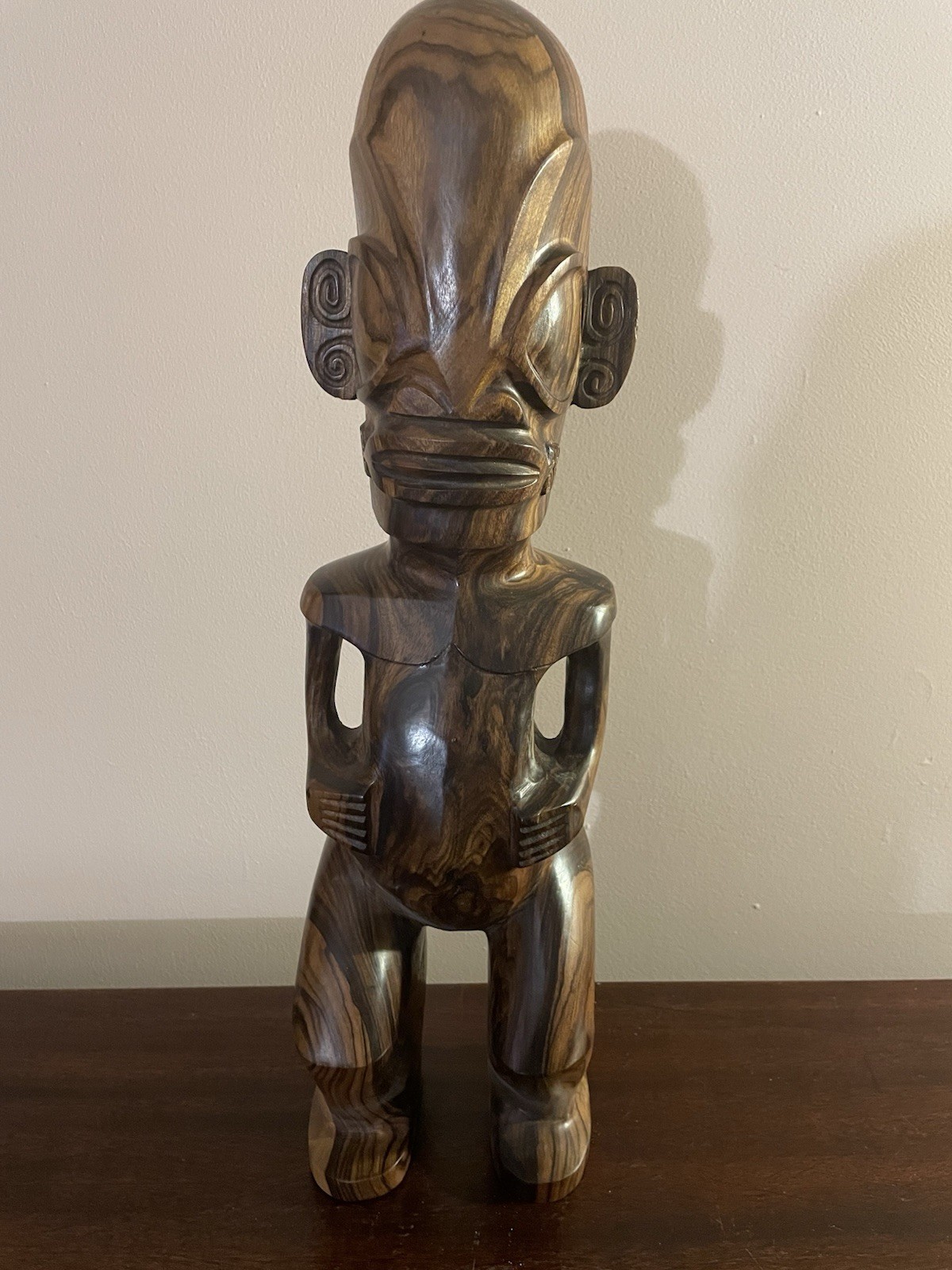 Exquisite Marquesas Island Tiki Picasso Statue Carved in Oceanic Walnut 20" Tall