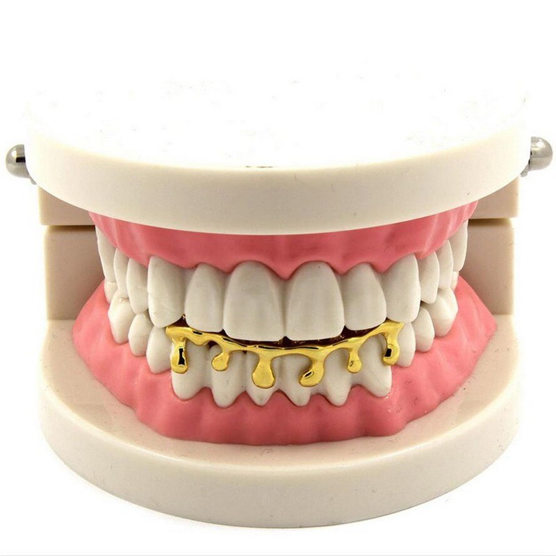 1PCS Bottom Piece Drip Grillz Plated Teeth Caps Lower Grill Hip Hop Props